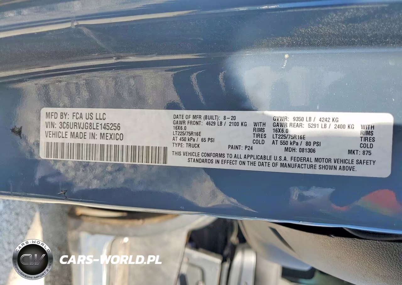 2020 Ram Promaster 3500 Delivery Van VIN:3C6URVJG8LE145256 - 12