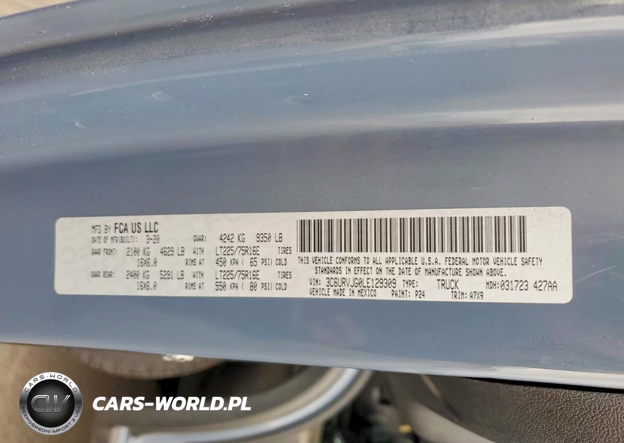 2020 Ram Promaster 3500 Delivery Van VIN:3C6URVJG0LE129309 - 13
