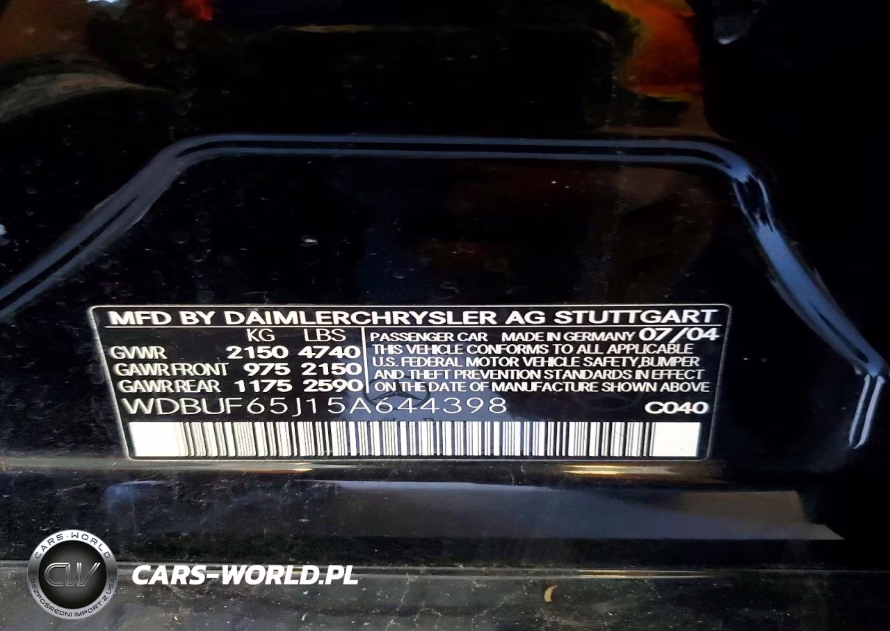2005 Merz E-Class VIN:WDBUF65J15A644398 - 12