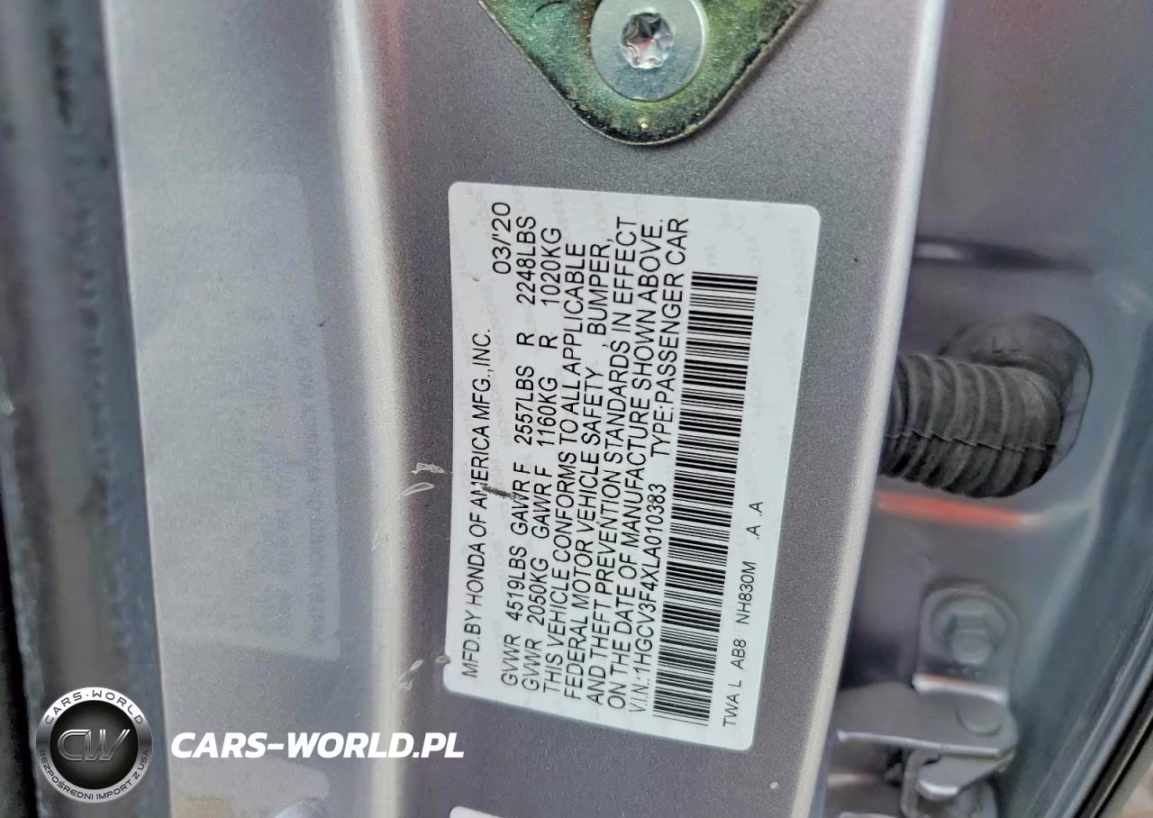 2020 Honda Accord Hybrid Ex VIN:1HGCV3F4XLA010383 - 12
