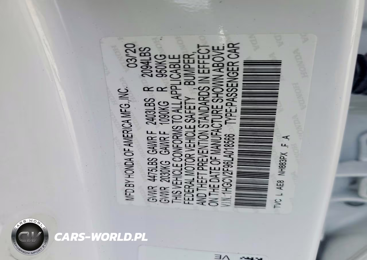 2020 Honda Accord Touring VIN:1HGCV2F96LA018566 - 12