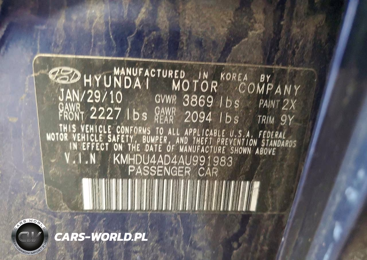 2010 Hyundai Elantra Gls VIN:KMHDU4AD4AU991983 - 12