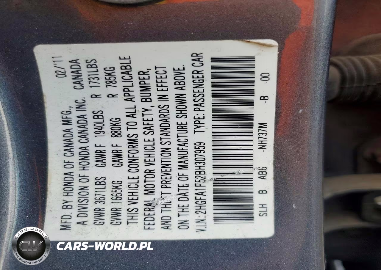 2011 Honda Civic Lx VIN:2HGFA1F52BH307959 - 13