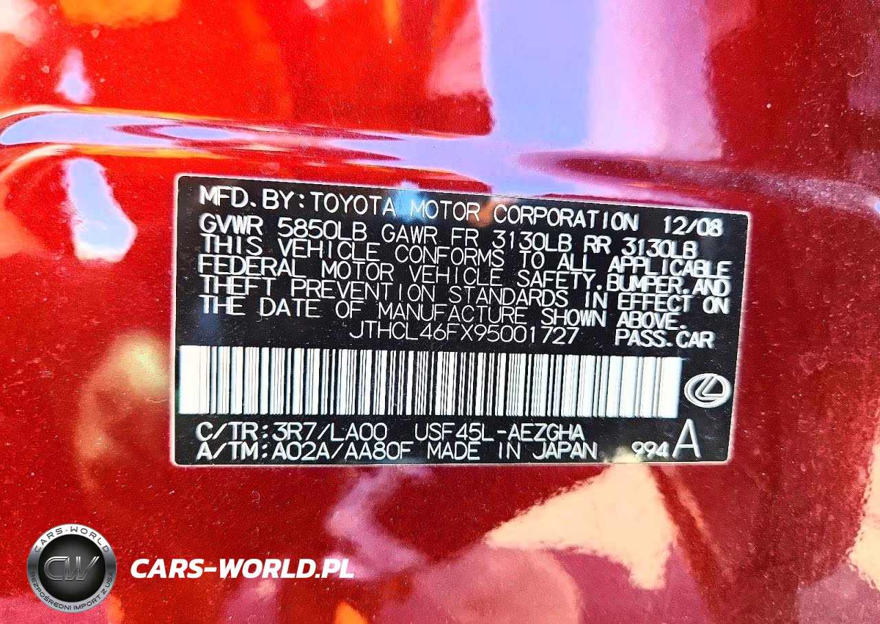 2009 Lexus Ls 460 VIN:JTHCL46FX95001727 - 12