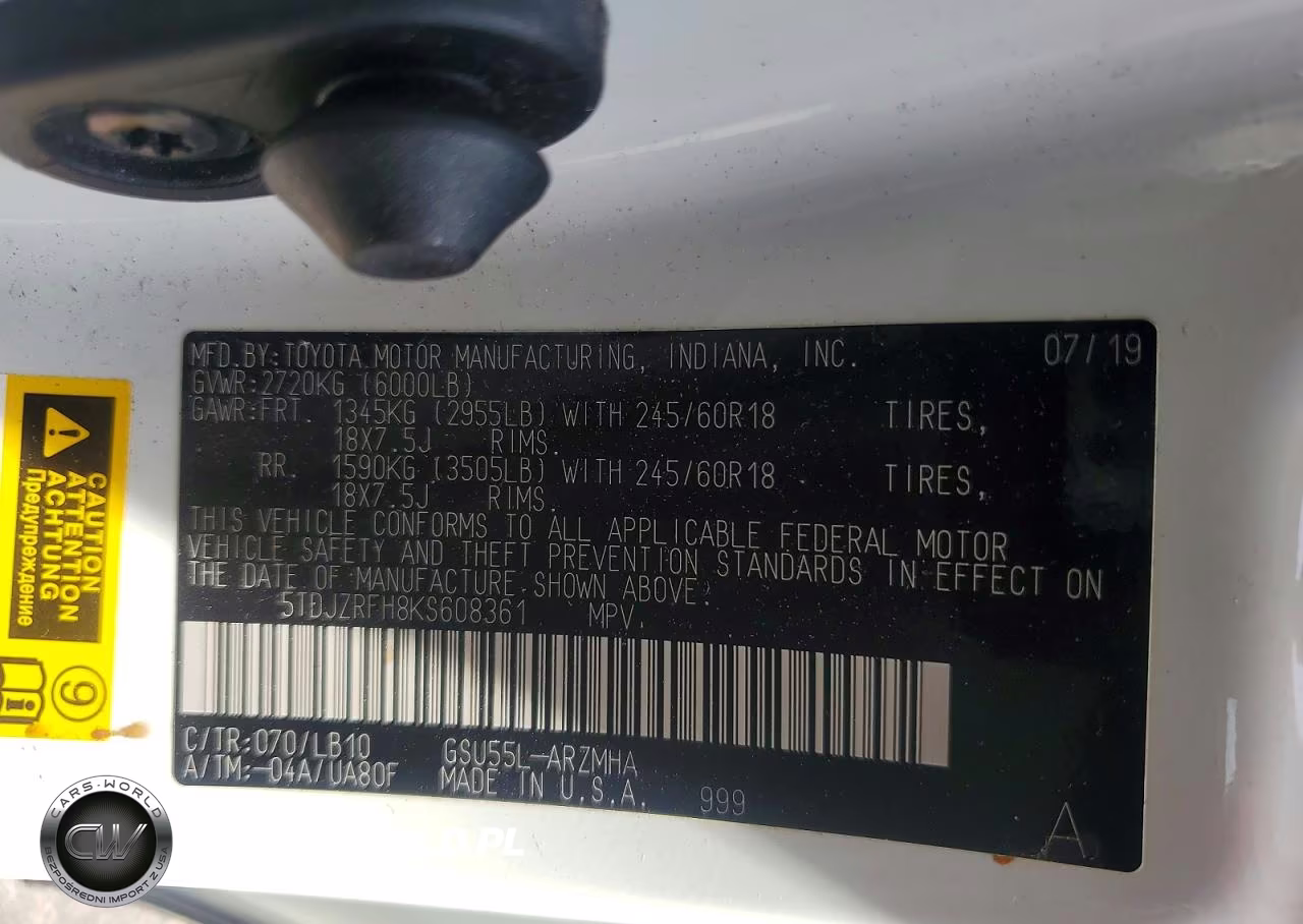 2019 Toyota Highlander Xle VIN:5TDJZRFH8KS608361 - 13