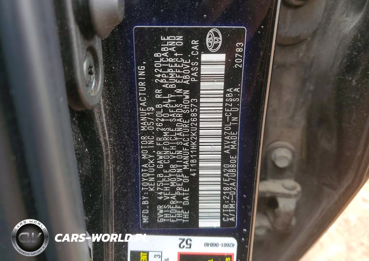 2019 Toyota Camry Se VIN:4T1B11HK2KU268573 - 13