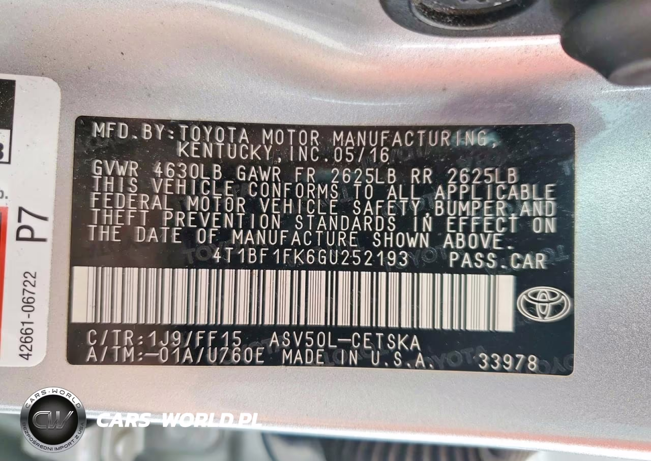 2016 Toyota Camry Se VIN:4T1BF1FK6GU252193 - 13