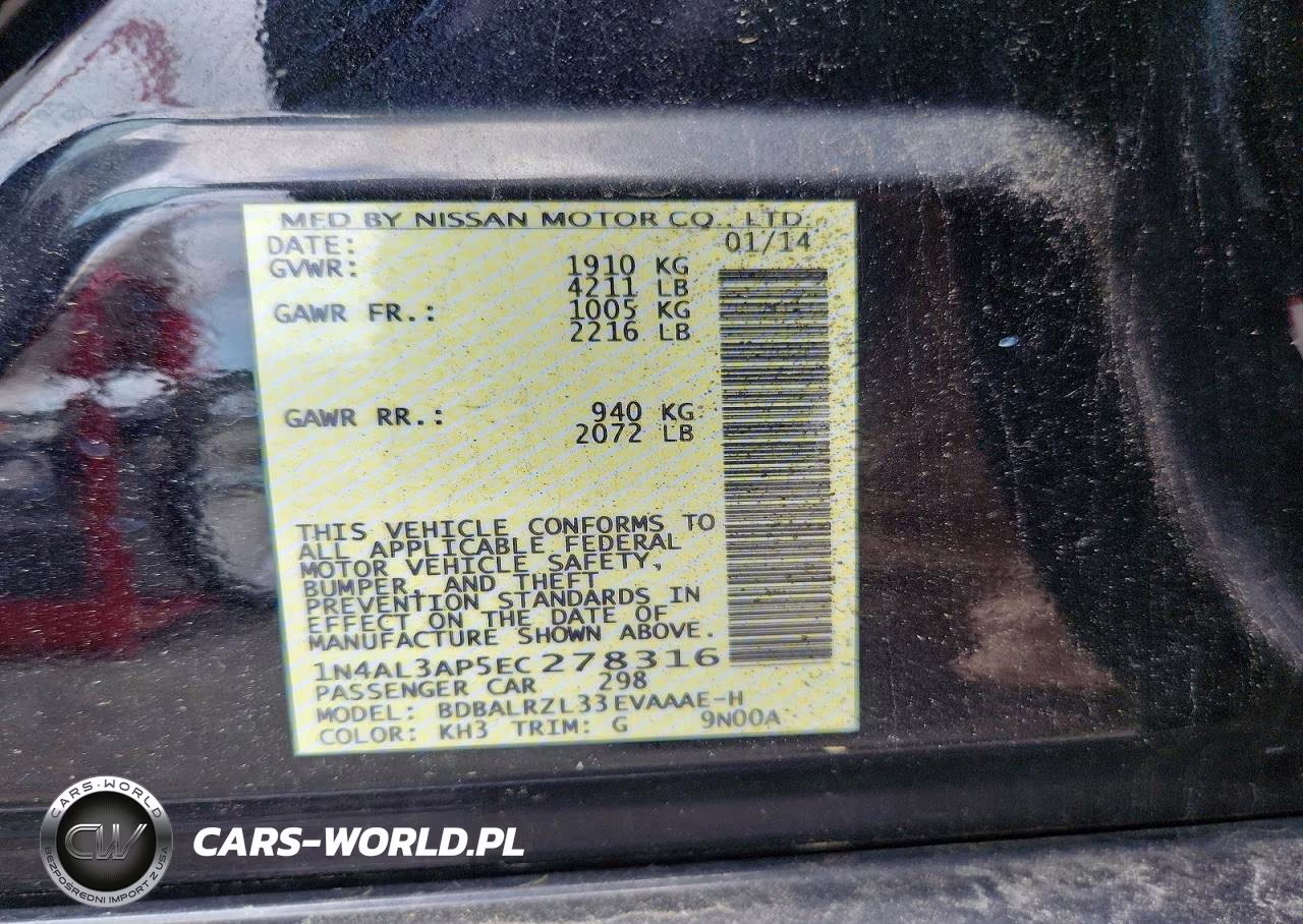2014 Nissan Altima 2.5 S VIN:1N4AL3AP5EC278316 - 12
