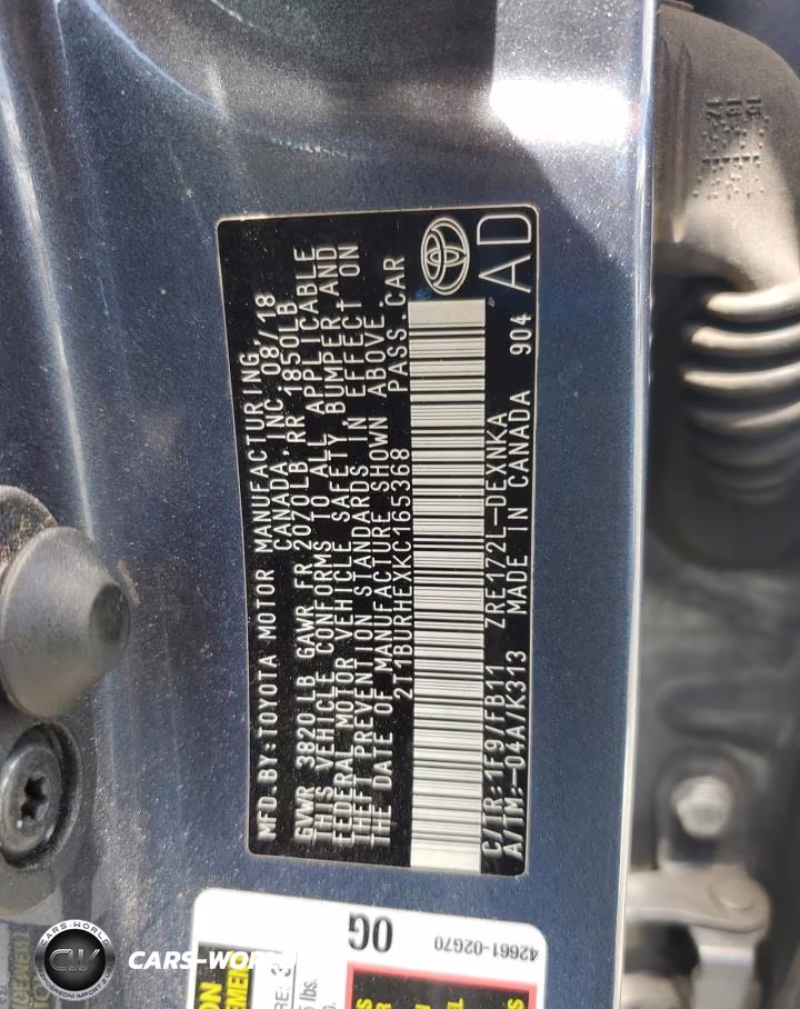 2019 Toyota Corolla Le VIN:2T1BURHEXKC165368 - 12