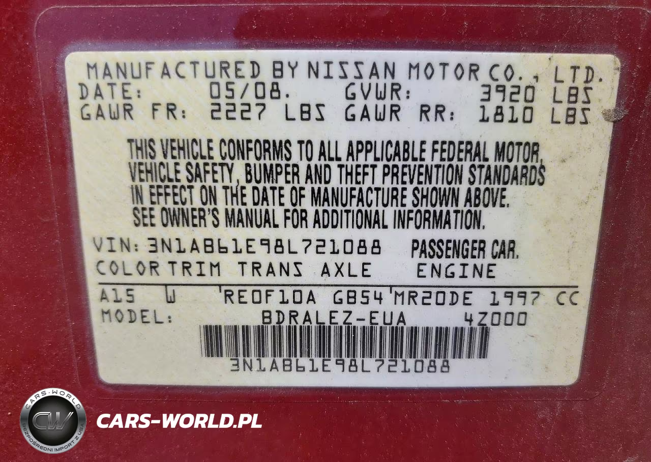 2008 Nissan Sentra 2.0 VIN:3N1AB61E98L721088 - 12