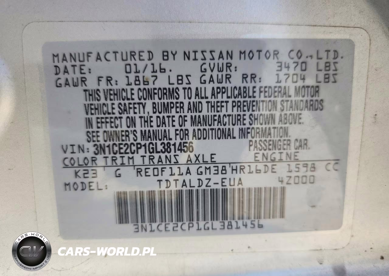 2016 Nissan Versa Note Sv VIN:3N1CE2CP1GL381456 - 14