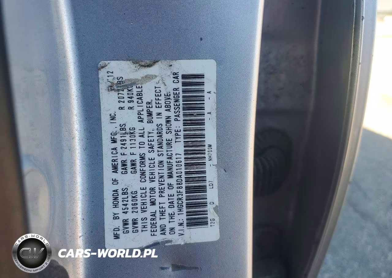 2013 Honda Accord Exl VIN:1HGCR3F88DA010617 - 12