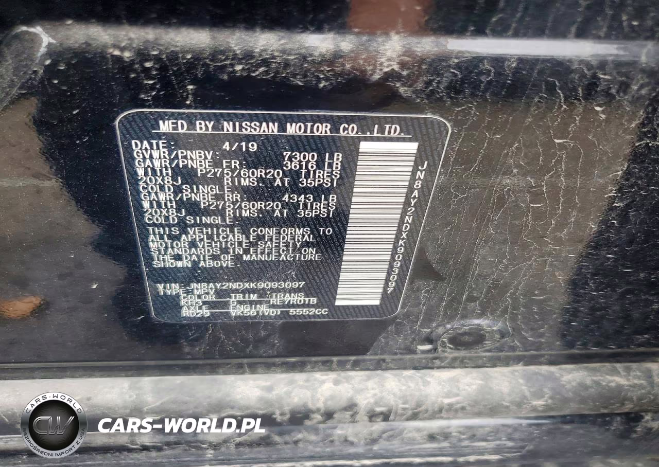 2019 Nissan Armada Sl VIN:JN8AY2NDXK9093097 - 13