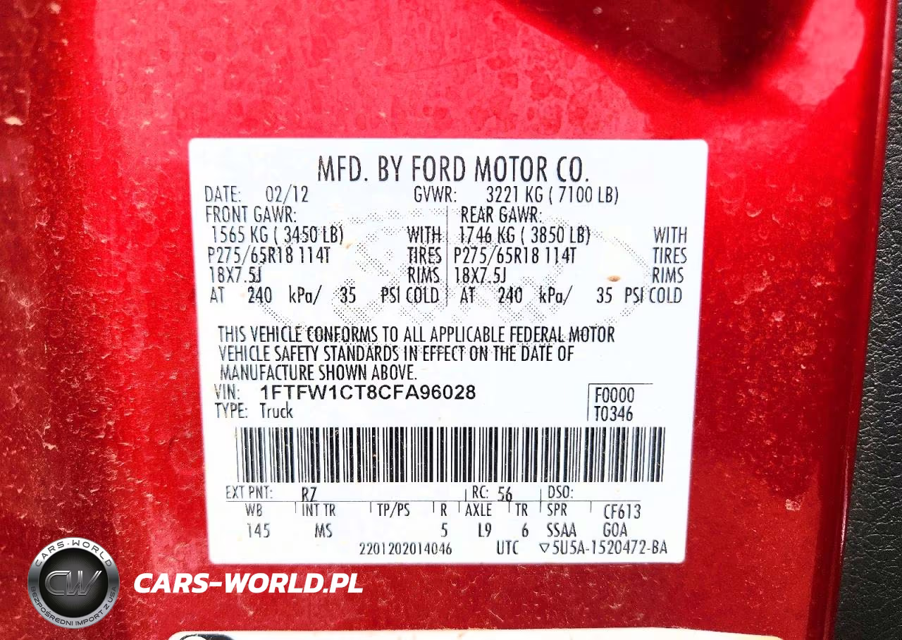 2012 Ford F150 Supercrew VIN:1FTFW1CT8CFA96028 - 12
