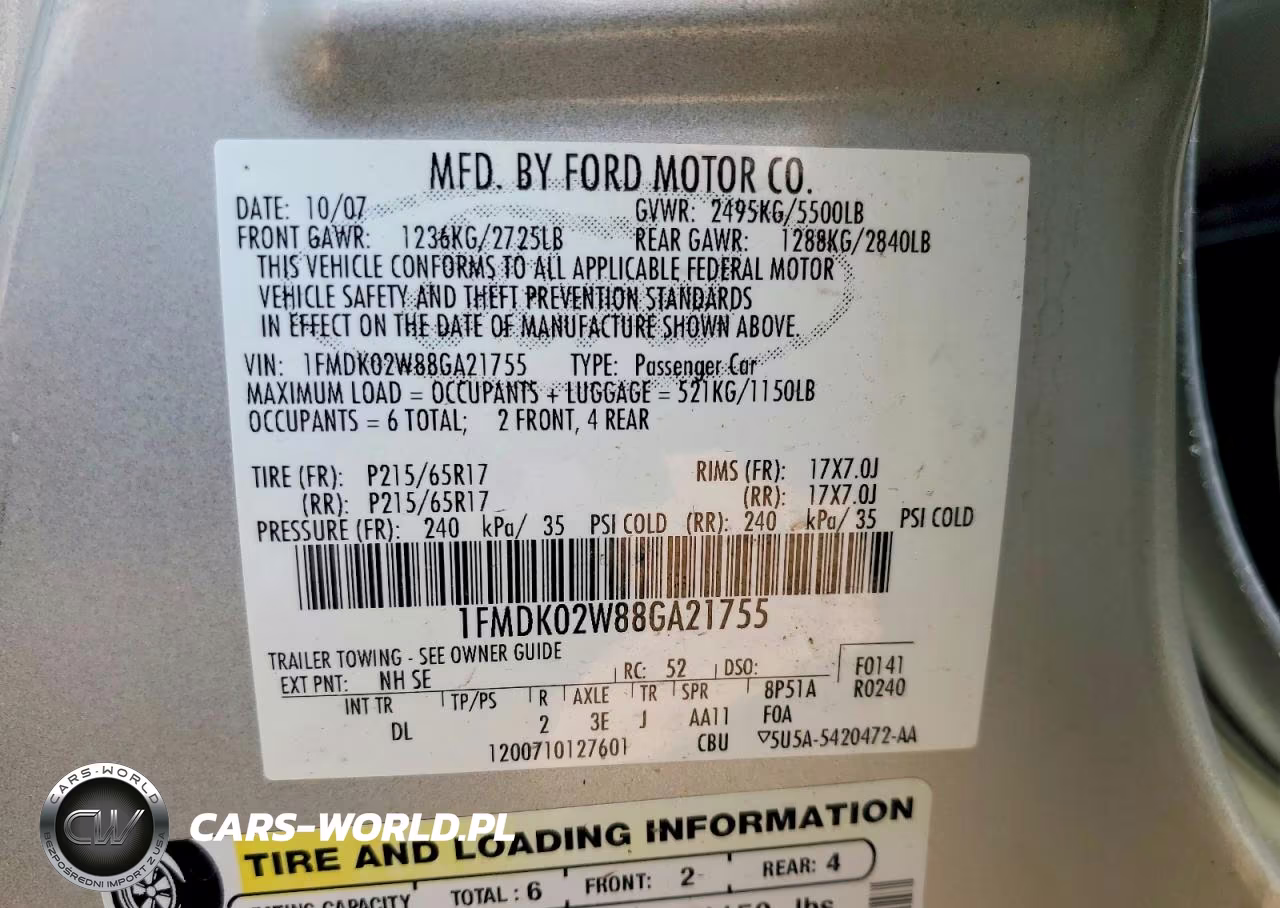 2008 Ford Taurus X Sel VIN:1FMDK02W88GA21755 - 14