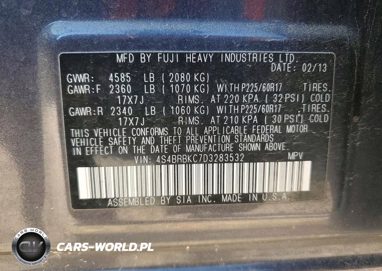 2013 Subaru Outback 2.5I Limited VIN:4S4BRBKC7D3283532 - 13