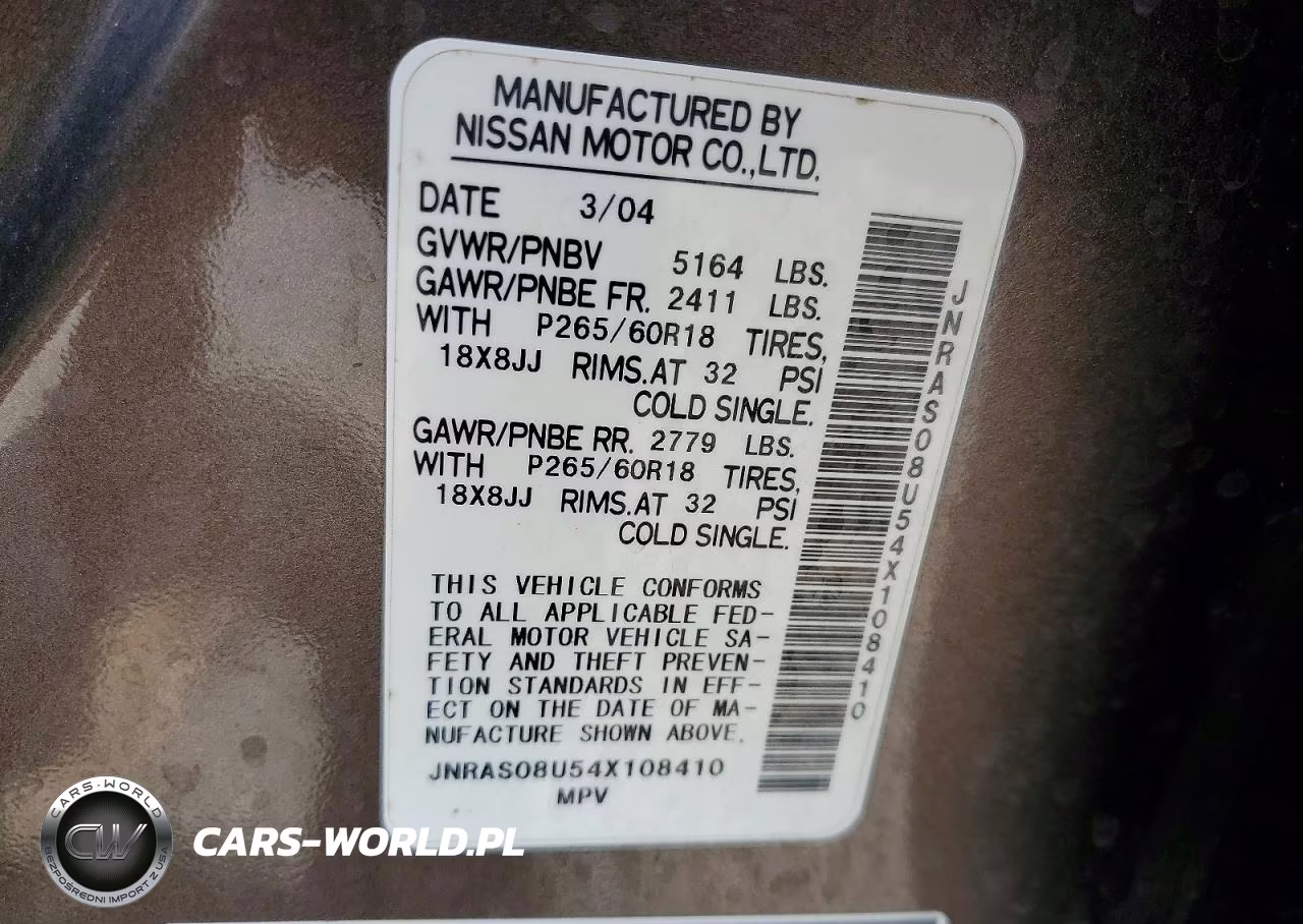 2004 Infiniti Fx35 Base VIN:JNRAS08U54X108410 - 13