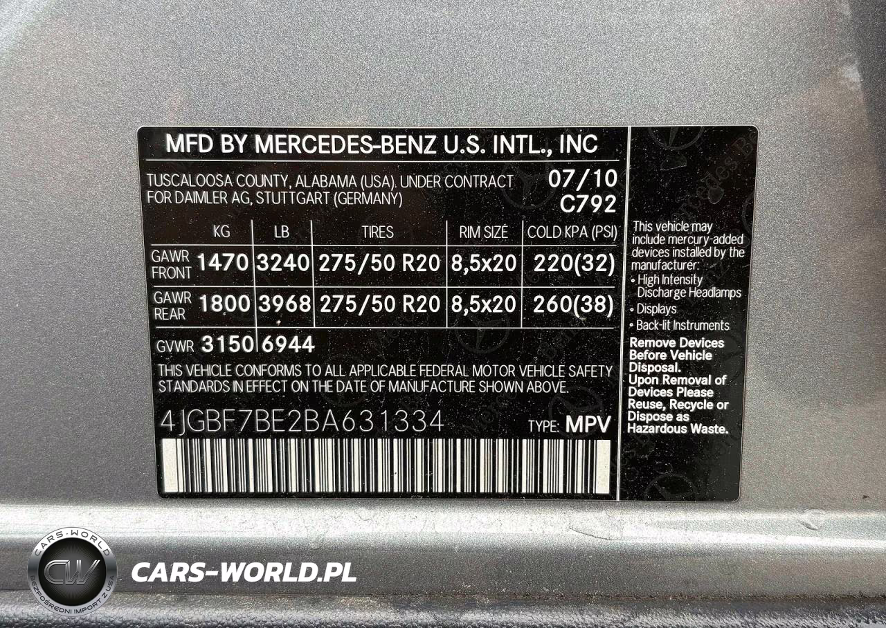 2011 Mercedes-Benz Gl 450 4Matic VIN:4JGBF7BE2BA631334 - 10