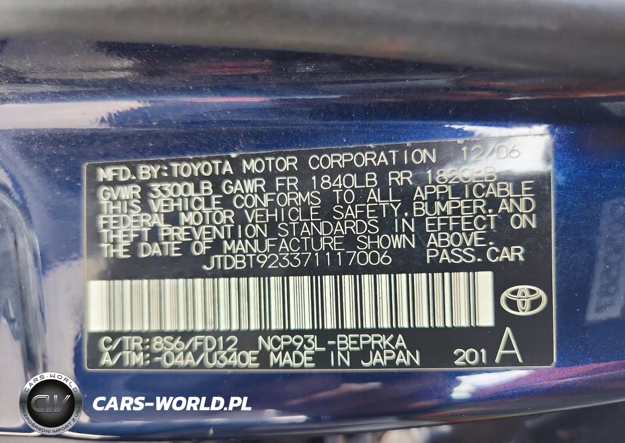 2007 Toyota Yaris Base VIN:JTDBT923371117006 - 12