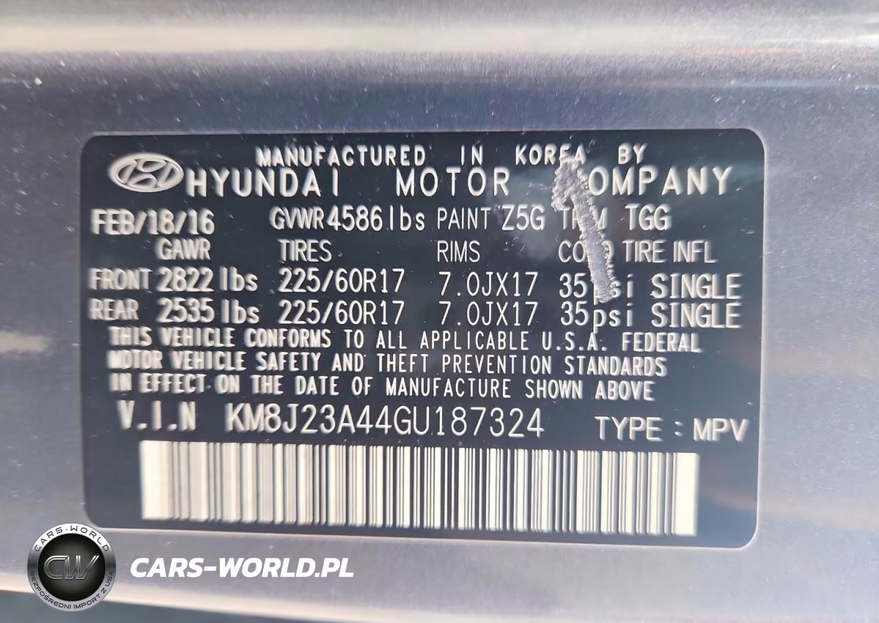 2016 Hyundai 4Dr VIN:KM8J23A44GU187324 - 13