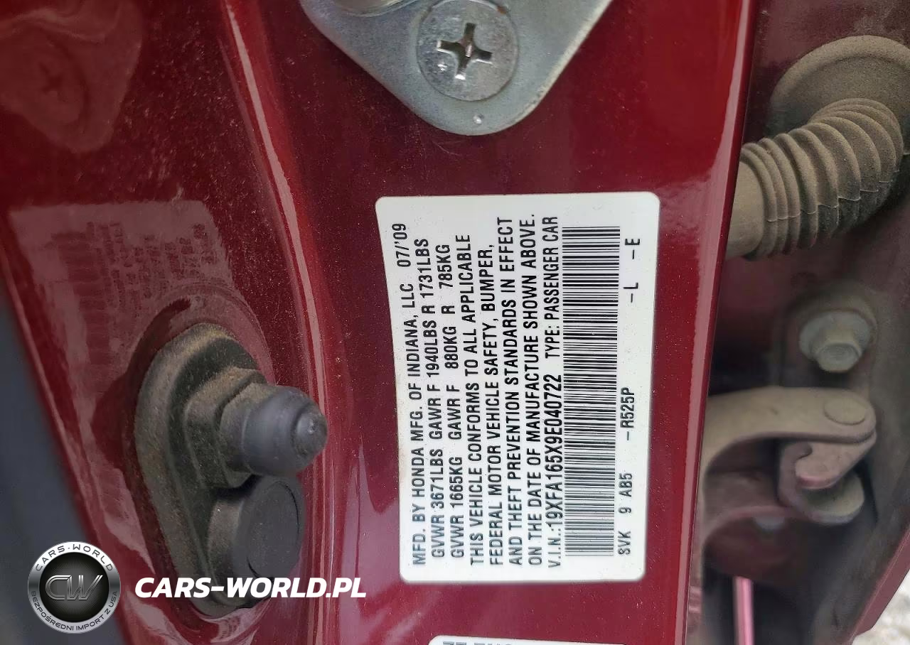 2009 Honda Civic Lx VIN:19XFA165X9E040722 - 12