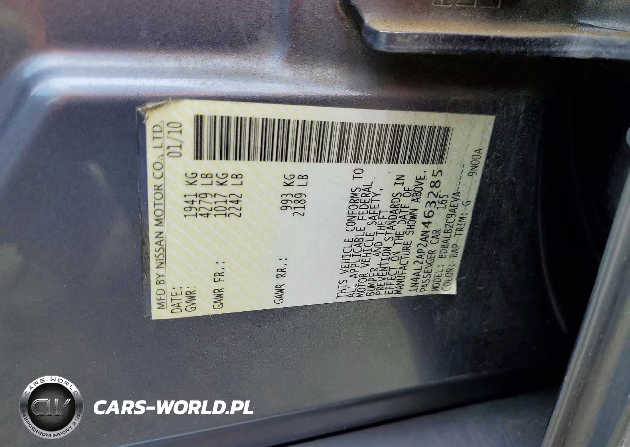 2010 Nissan Altima 2.5 VIN:1N4AL2AP2AN463285 - 12