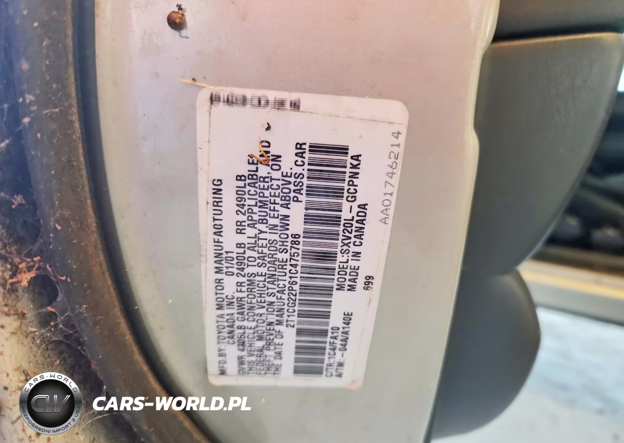 2001 Toyt Sienna VIN:2T1CG22P61C475786 - 12
