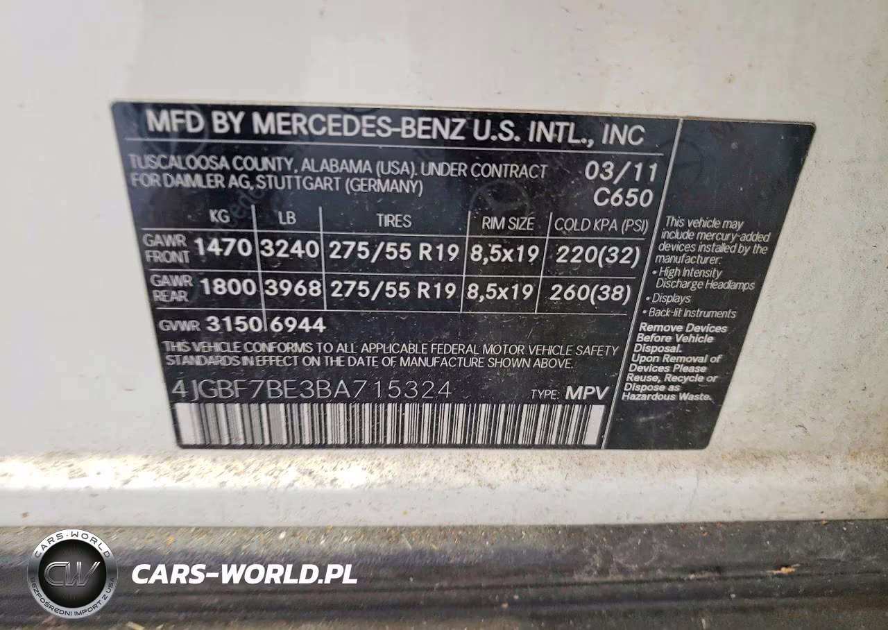 2011 Mercedes-Benz Gl 450 4Matic VIN:4JGBF7BE3BA715324 - 13