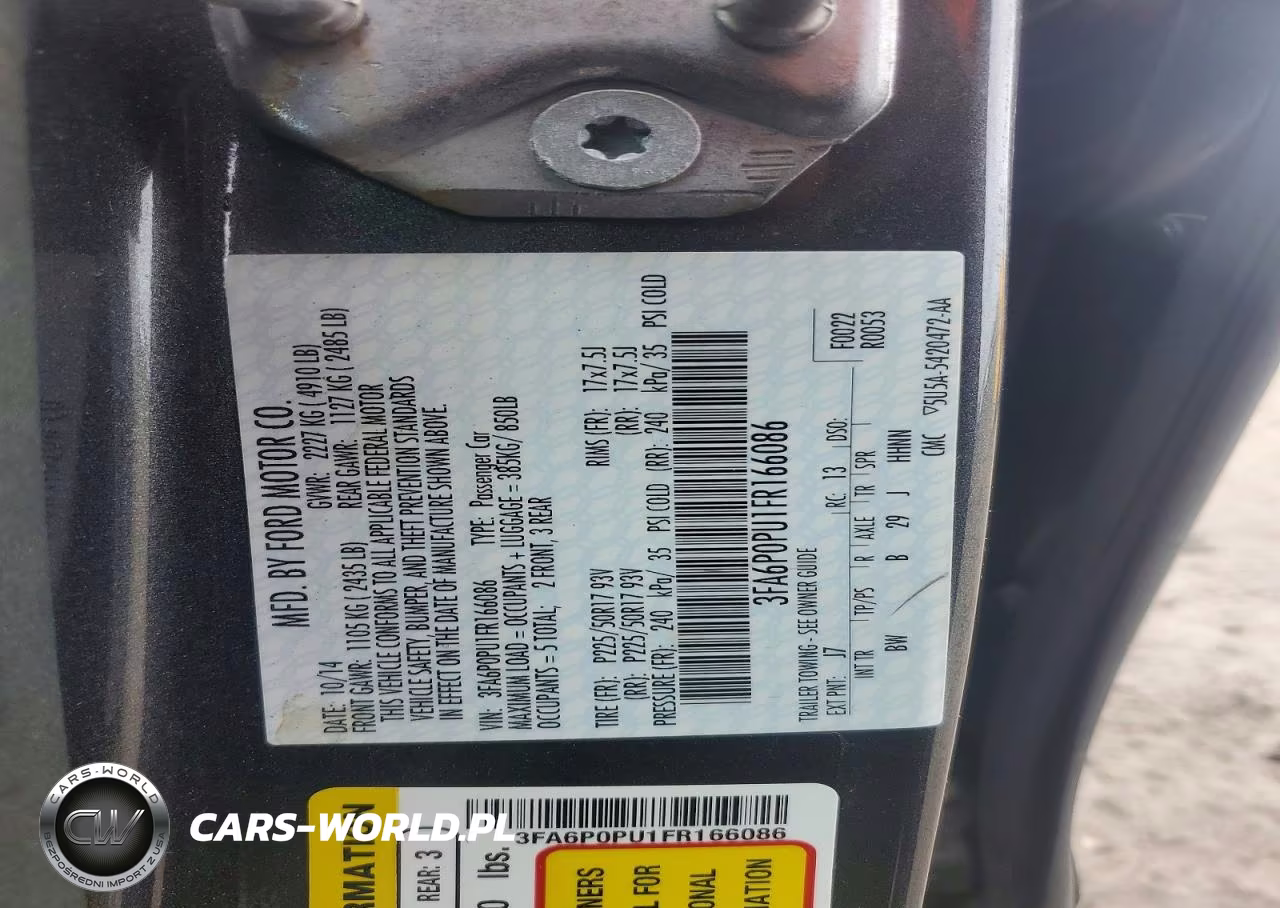 2015 Ford Fusion Se Phev VIN:3FA6P0PU1FR166086 - 12
