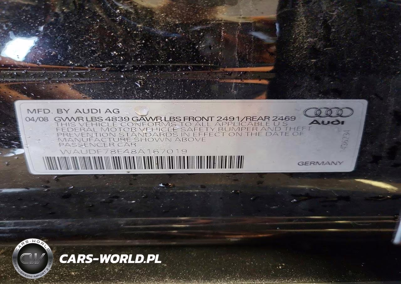 2008 Audi A4 2.0T Quattro VIN:WAUDF78E48A167019 - 13