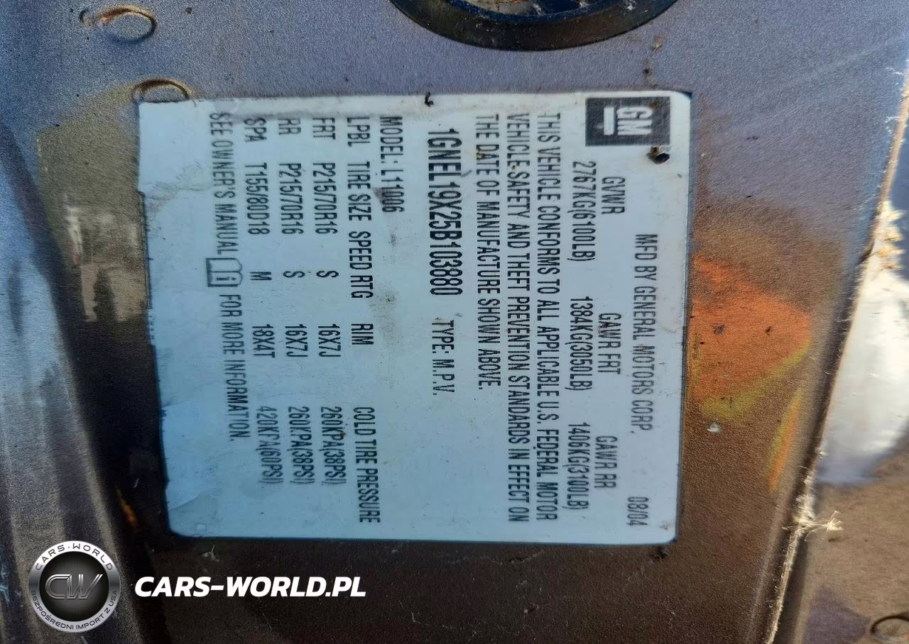 2003 Chev Astro VIN:1GNEL19XX3B115241 - 13