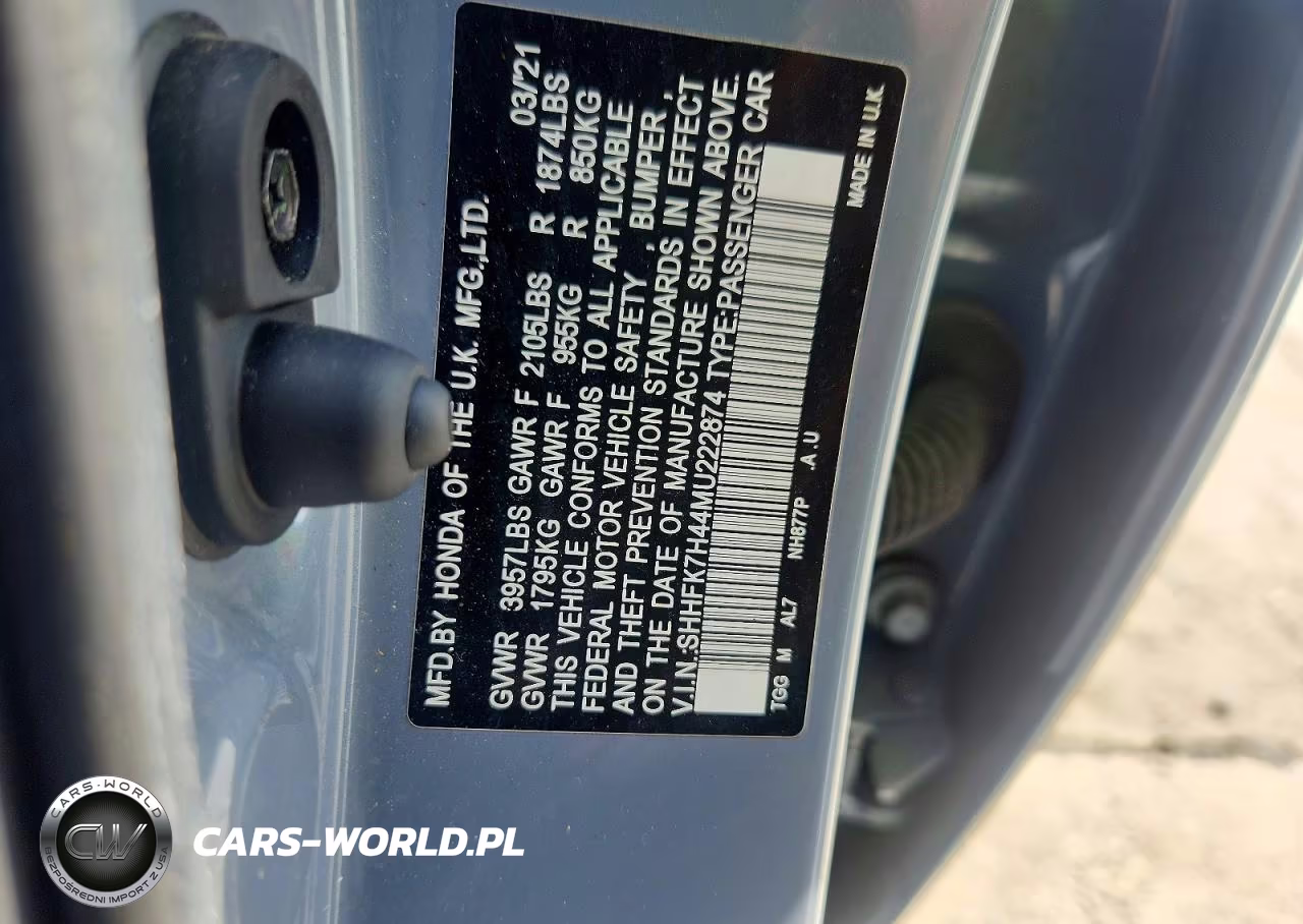 2021 Honda Civic Sport VIN:SHHFK7H44MU222874 - 12