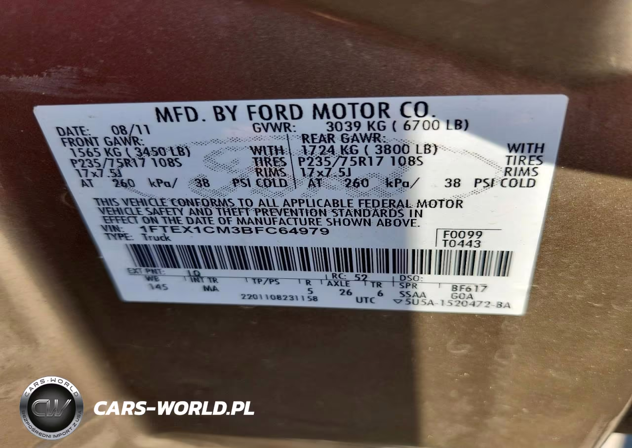 2011 Ford F150 Super Cab VIN:1FTEX1CM3BFC64979 - 12