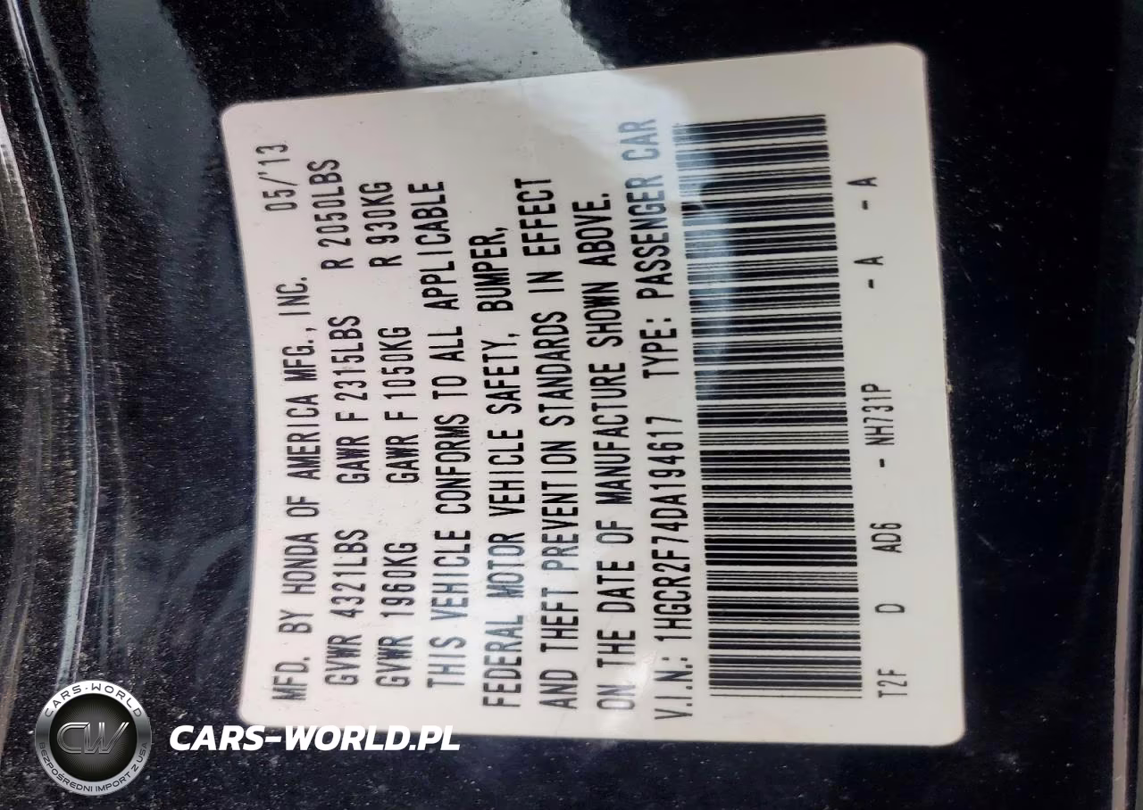 2013 Honda Accord Ex VIN:1HGCR2F74DA194617 - 12