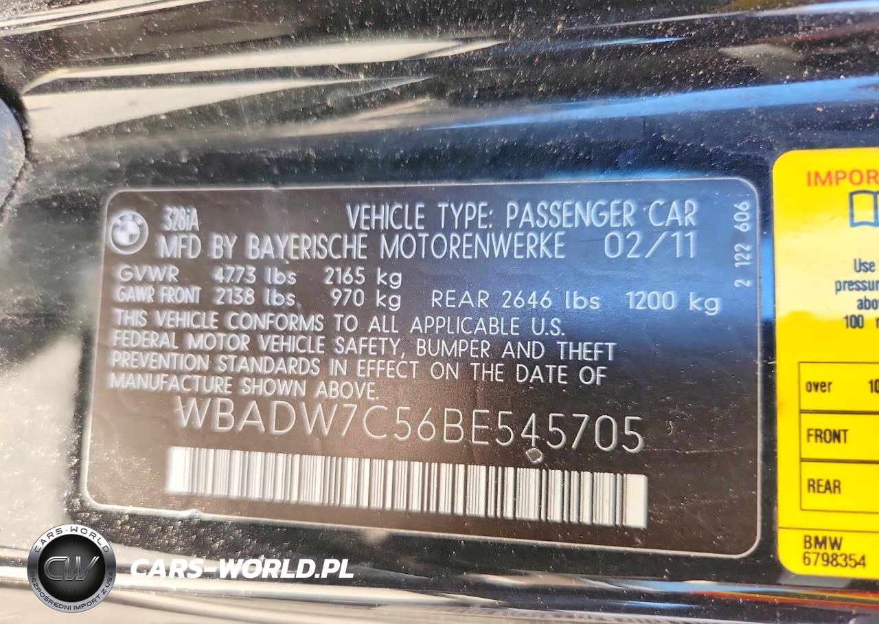 2011 BMW 328 I Sulev VIN:WBADW7C56BE545705 - 12