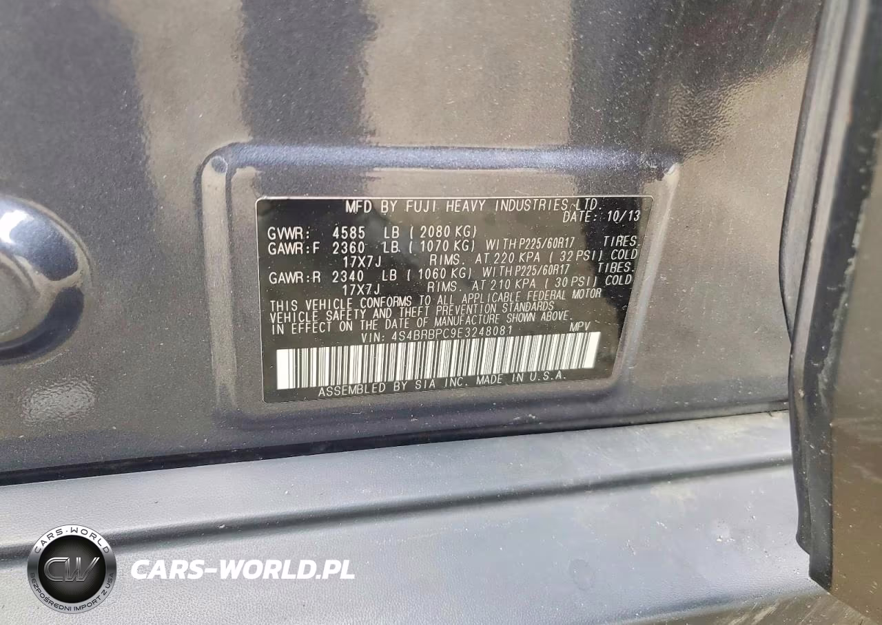 2014 Subaru Outback 2.5I Limited VIN:4S4BRBPC9E3248081 - 12