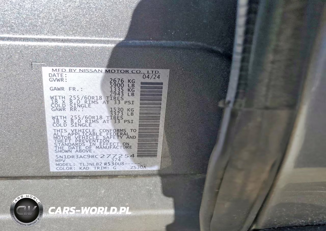 2024 Nissan Pathfinder S VIN:5N1DR3AC9RC277254 - 12