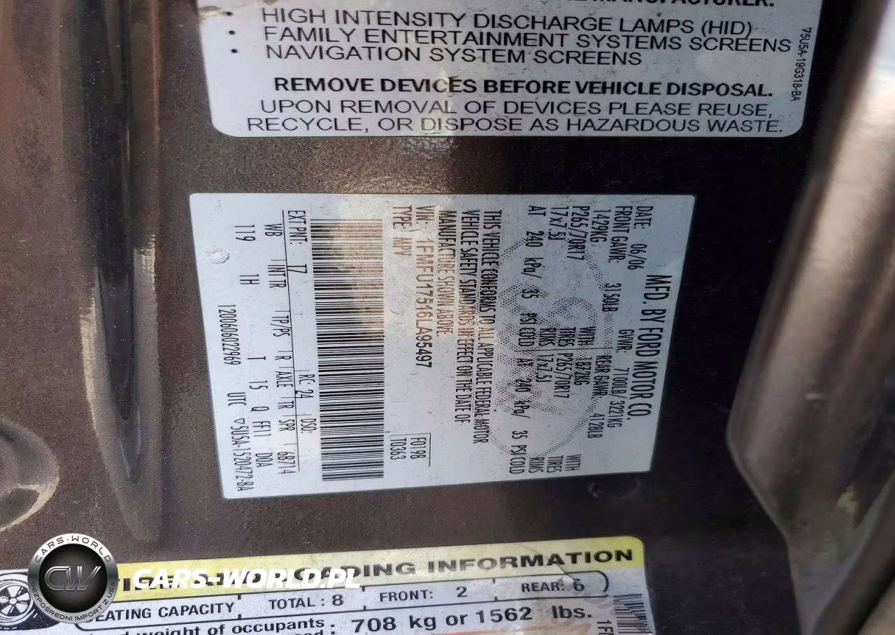 2006 Ford Expedition Eddie Bauer VIN:1FMFU17516LA95497 - 14