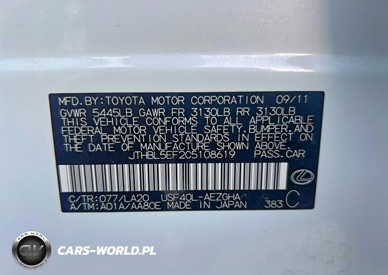 2012 Lexus Ls 460 Base VIN:JTHBL5EF2C5108619 - 10