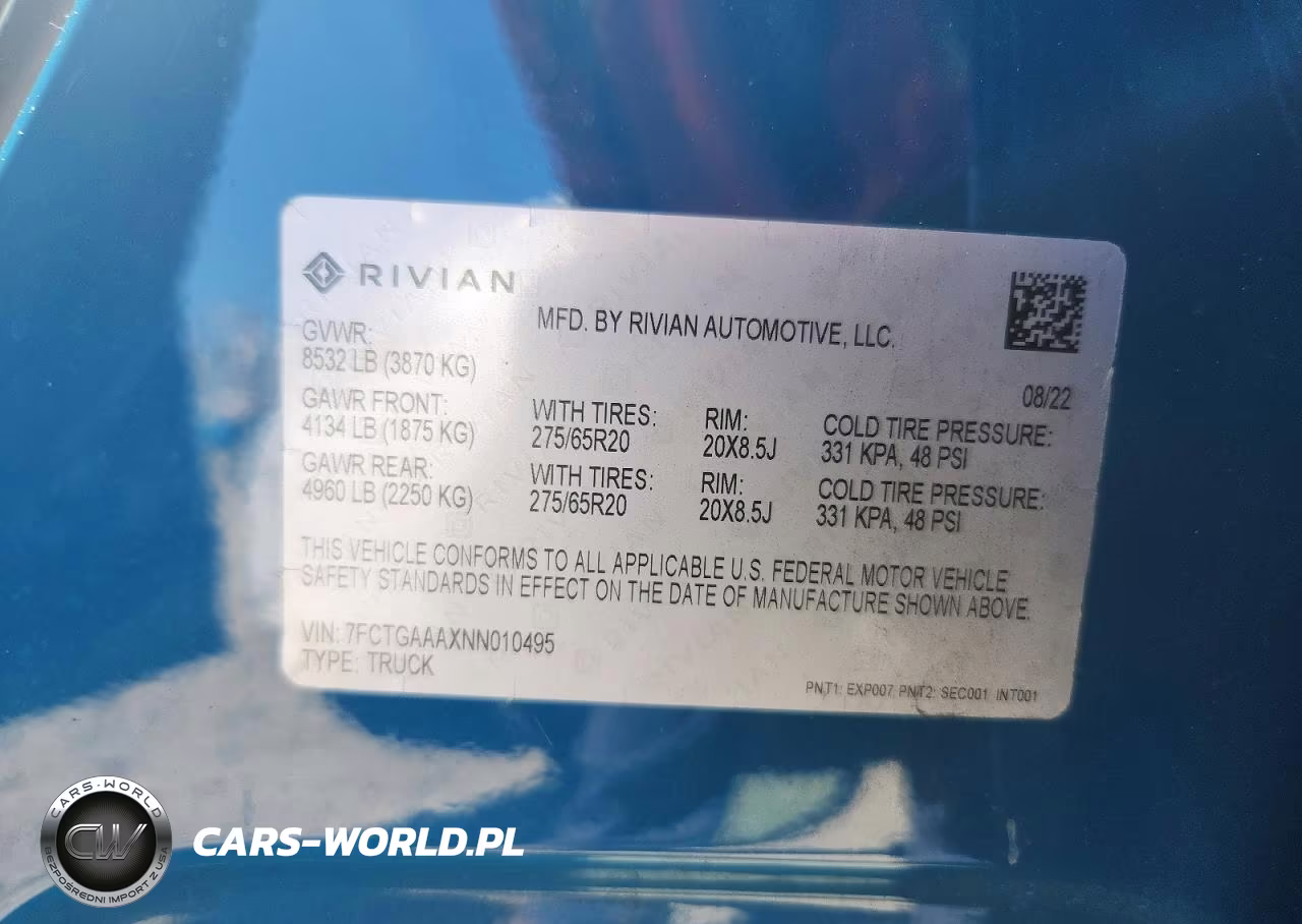 2022 Rivian R1T Adventure VIN:7FCTGAAAXNN010495 - 13