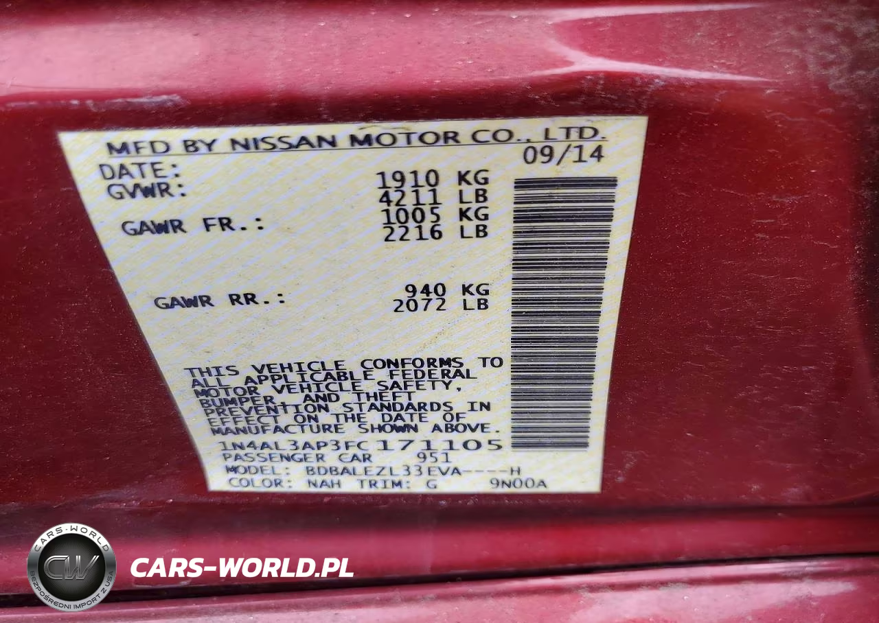 2015 Nissan Altima 2.5 S VIN:1N4AL3AP3FC171105 - 12
