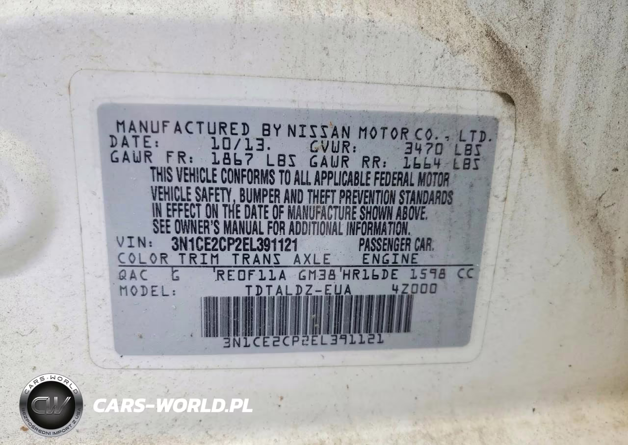 2014 Nissan Versa Note Sv VIN:3N1CE2CP2EL391121 - 12
