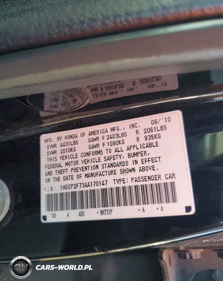 2010 Honda Accord Ex VIN:1HGCP2F73AA170147 - 12