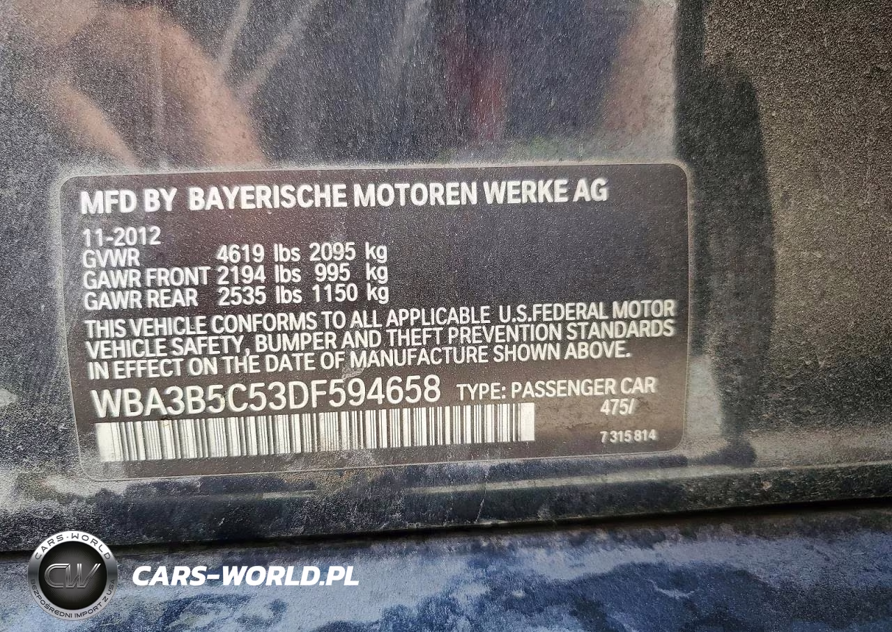 2013 BMW 328 Xi Sulev VIN:WBA3B5C53DF594658 - 12