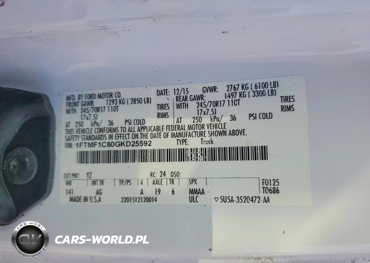 2016 Ford F150 VIN:1FTMF1C80GKD25592 - 13