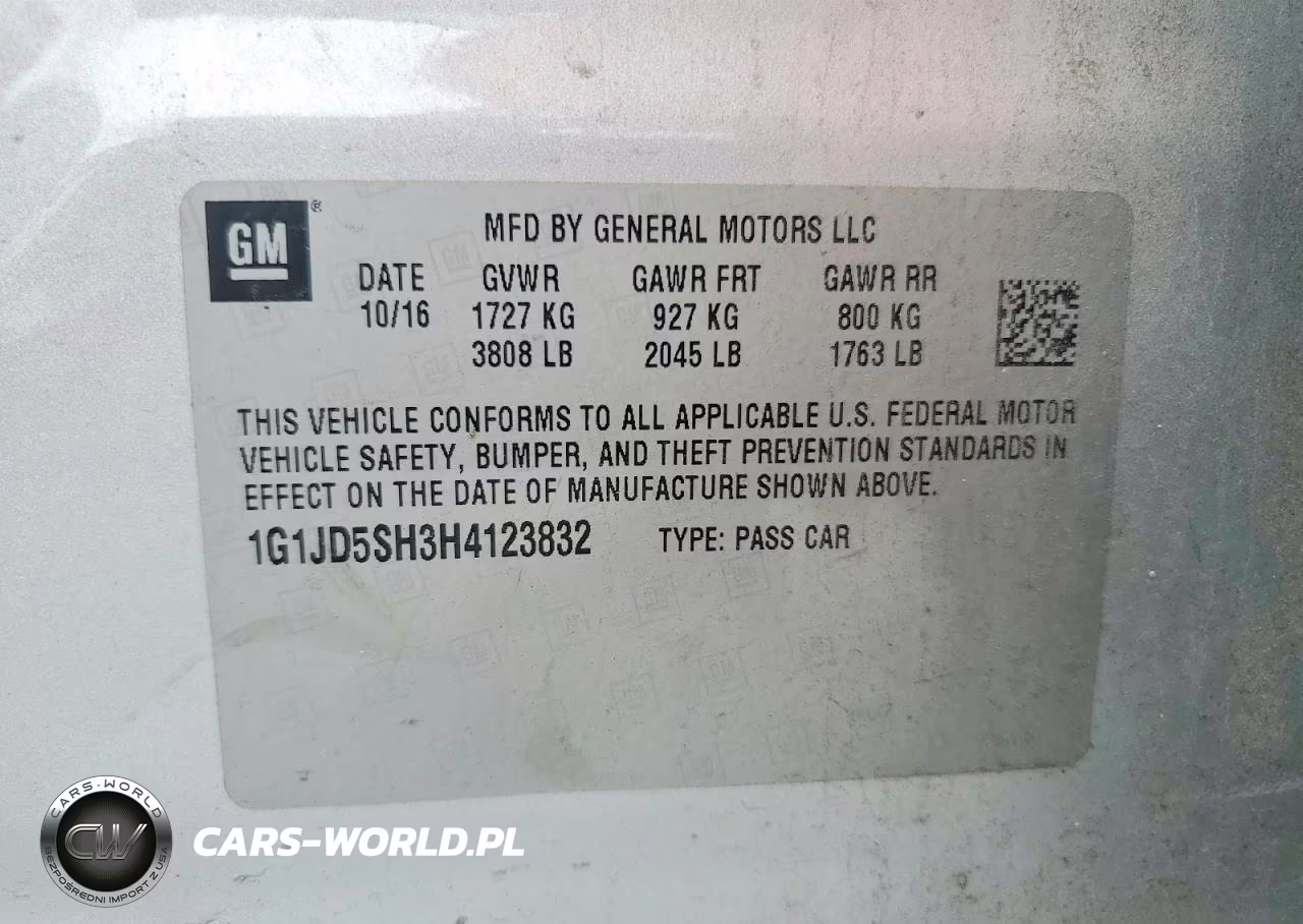 2017 Chevrolet Sonic Lt VIN:1G1JD5SH3H4123832 - 12