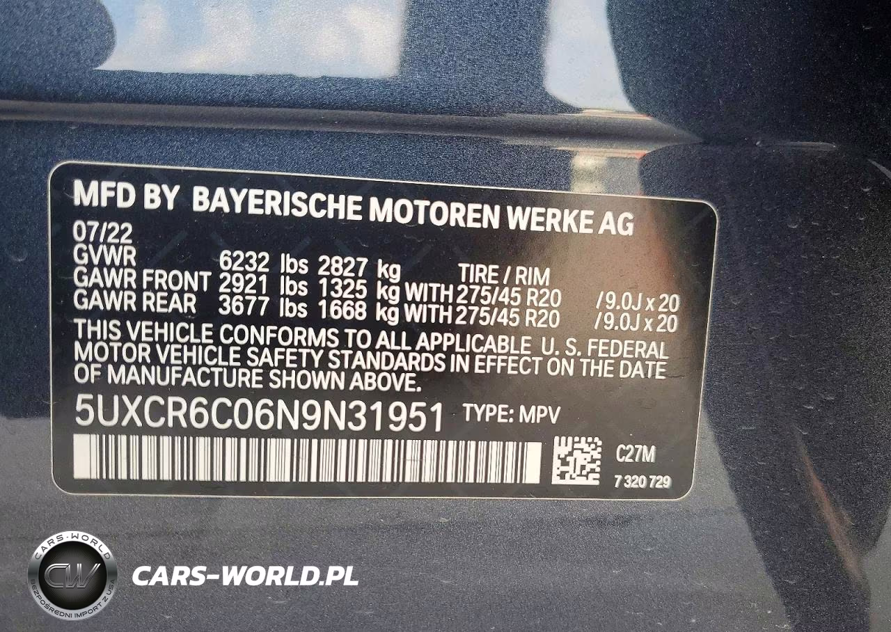 2022 BMW X5 xDrive40I VIN:5UXCR6C06N9N31951 - 13