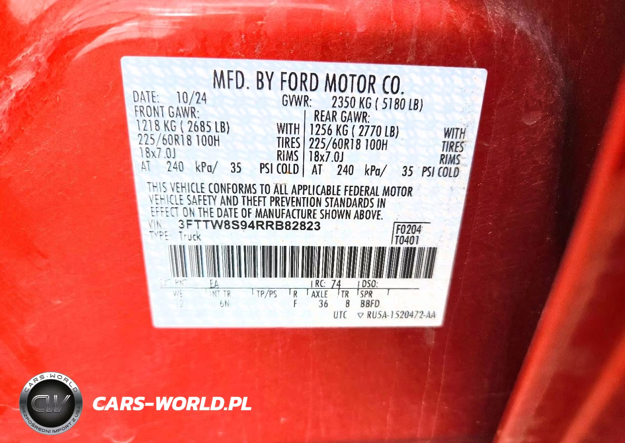 2024 Ford Maverick Lariat VIN:3FTTW8S94RRB82823 - 12