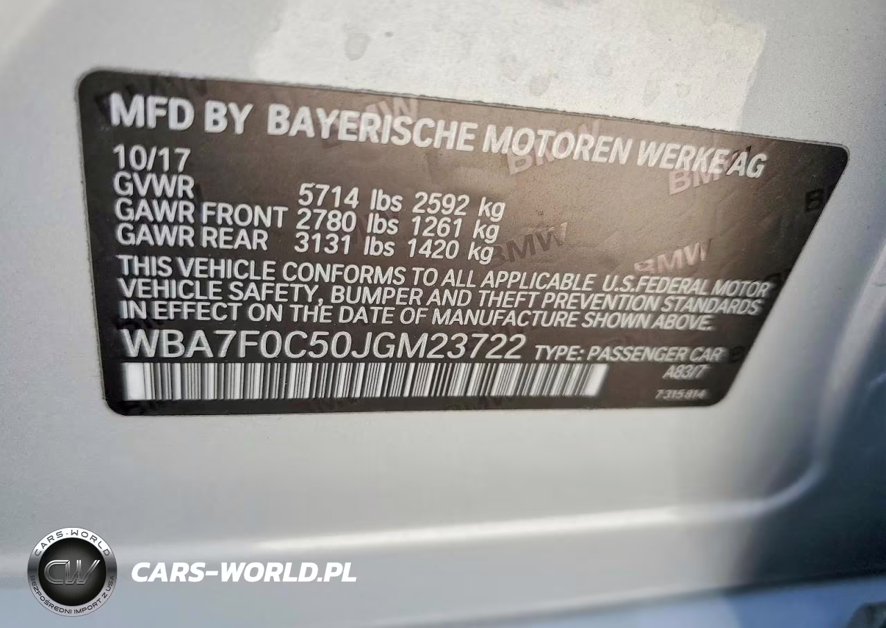 2018 BMW 750 I VIN:WBA7F0C50JGM23722 - 12