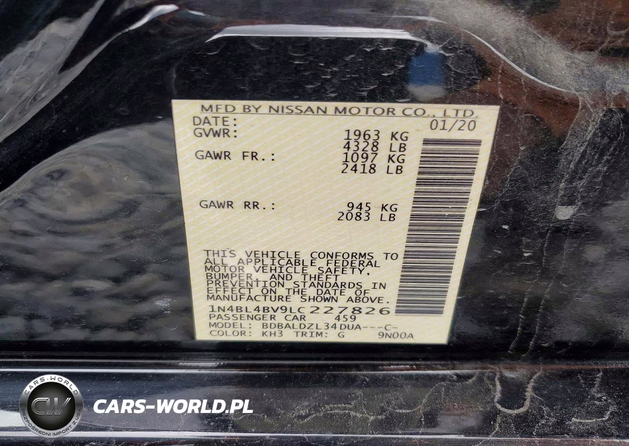 2020 Nissan Altima S VIN:1N4BL4BV9LC227826 - 12